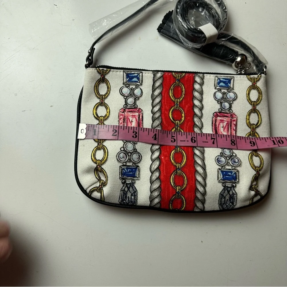 Brighton Glitter &Go Pouch Jewels Love Chain Print Tassel MiniCrossbody Bag NWOT